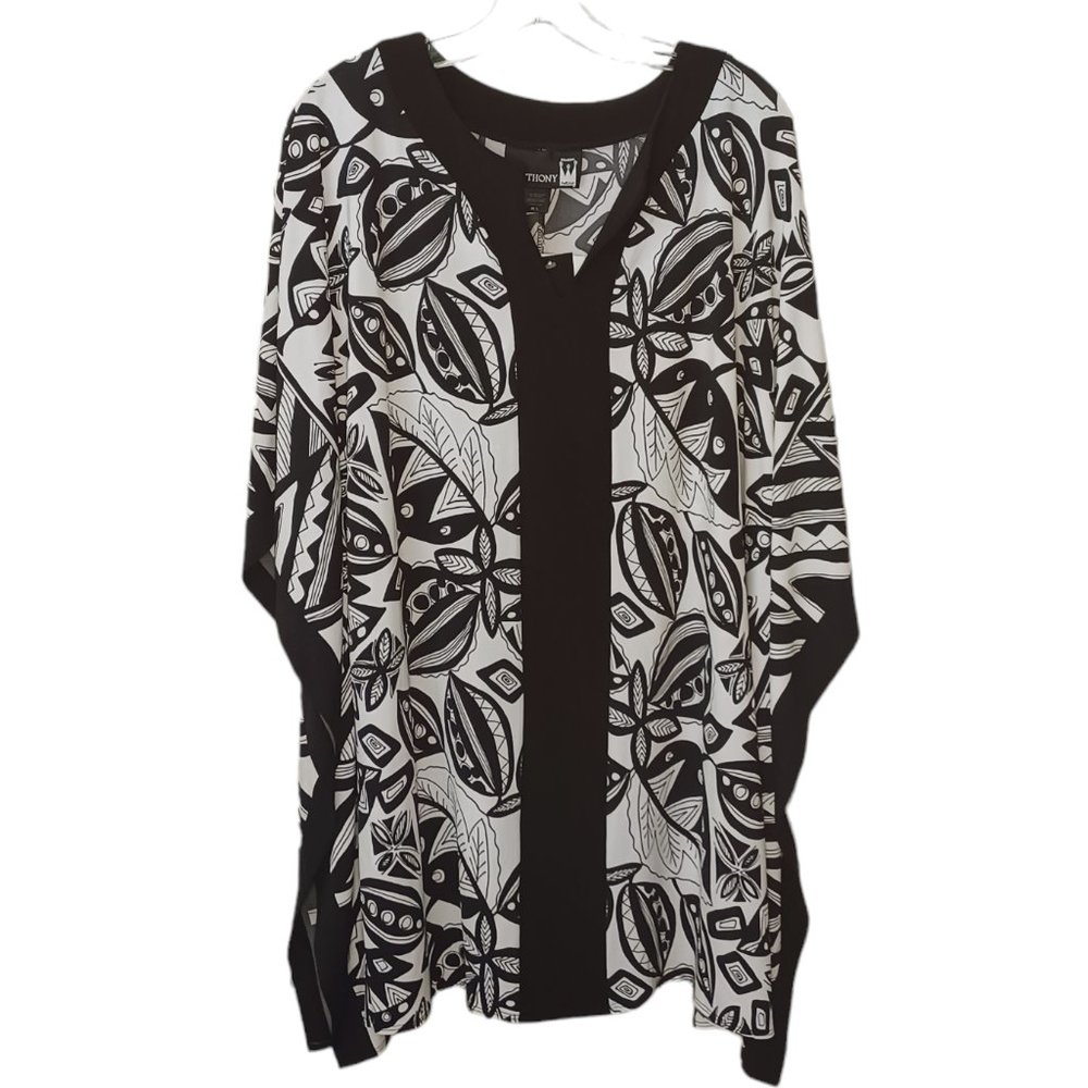 Antthony Original Black And White Tunic Kaftan Cover-up Size Medium/Large NWT